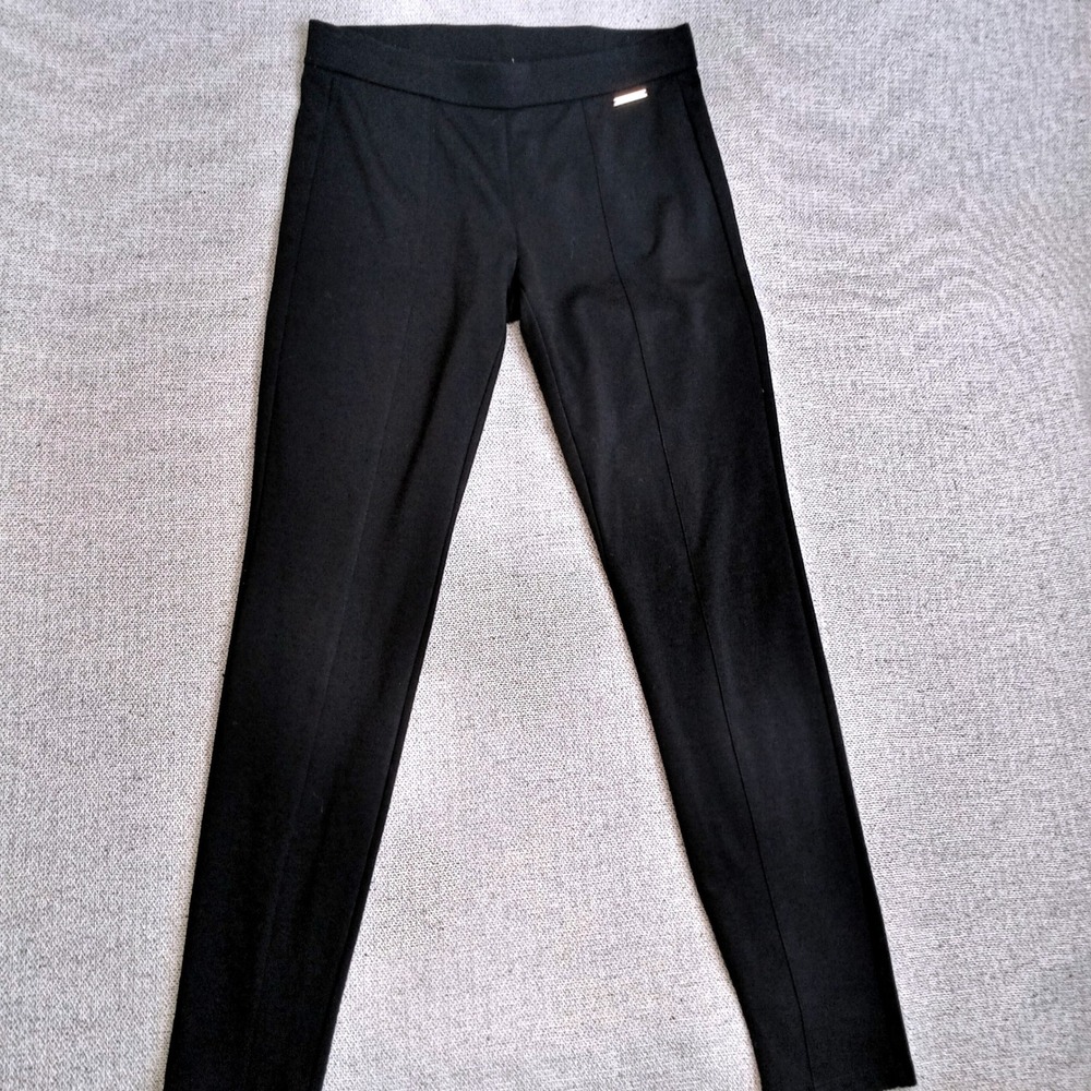 Michael Kors Trousers Women Medium Black Excellent Slim Fit Pintuck Pull On